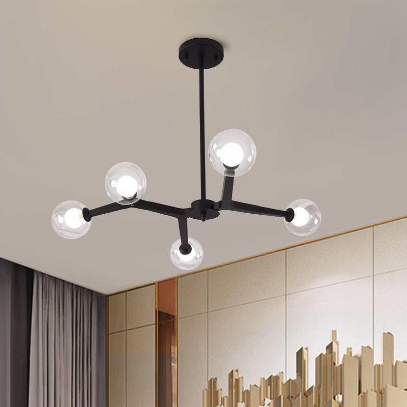 Modern Bubble Glass Ceiling Chandelier With 5/9 Lights - Elegant Luminaire Lighting In Black/Gold