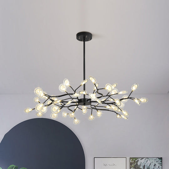 Modern Branching Chandelier: Metallic Multi-Light Suspension Lamp In Black 54 /