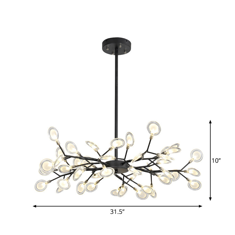 Modern Black Branching Chandelier with Metallic Multi-Light Suspension