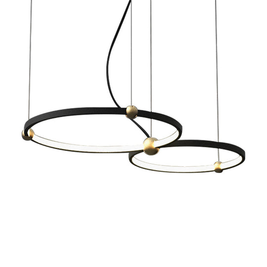 Modern Nordic Black Chandelier Led Hanging Light For Restaurant And Study Room - Warm/White