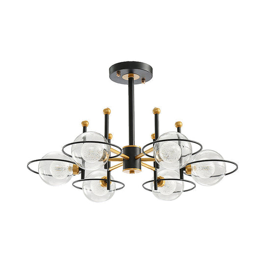 Modern Sphere Chandelier With Clear Glass Shade - Perfect For Dining Room Lighting