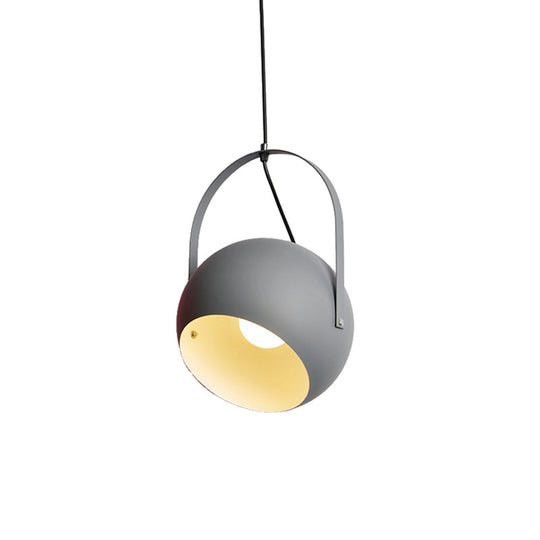 Rotatable Macaron Loft Metal Pendant Light For Living Room - 1 Head Globe Hanging Design