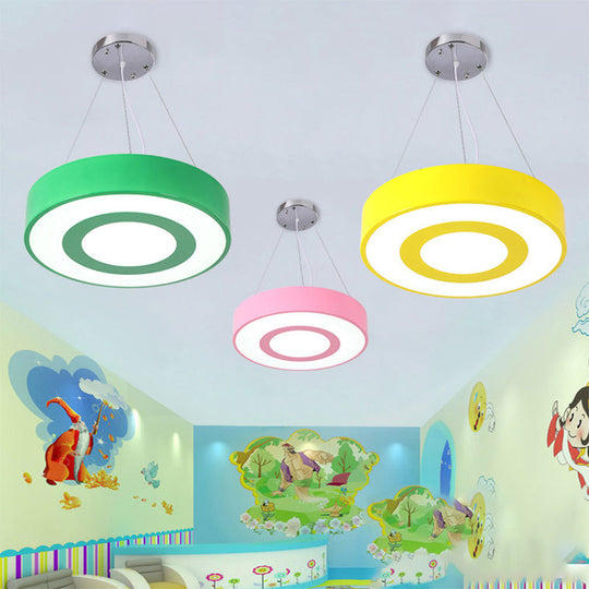 Kids Acrylic Led Pendant Light In Macaron Colors - Perfect For Nursing Rooms