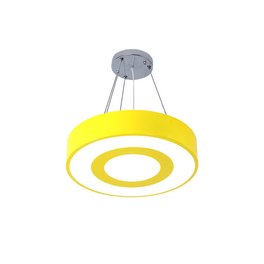 Kids Acrylic Led Pendant Light In Macaron Colors - Perfect For Nursing Rooms Yellow / 16 White