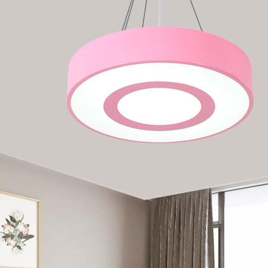 Kids Acrylic Led Pendant Light In Macaron Colors - Perfect For Nursing Rooms Pink / 16 White