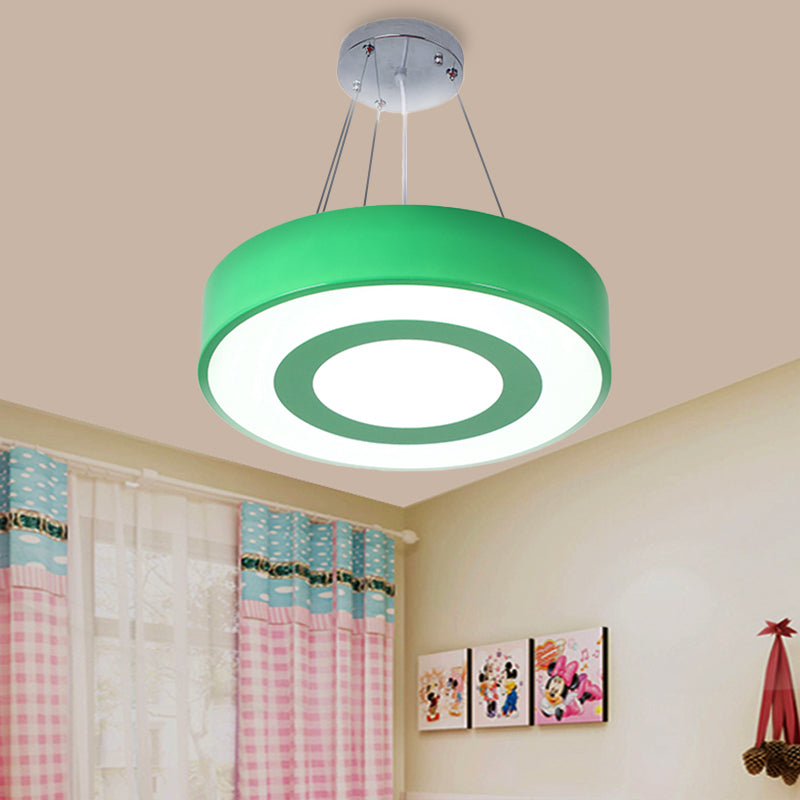 Kids Acrylic Led Pendant Light In Macaron Colors - Perfect For Nursing Rooms Green / 16 White
