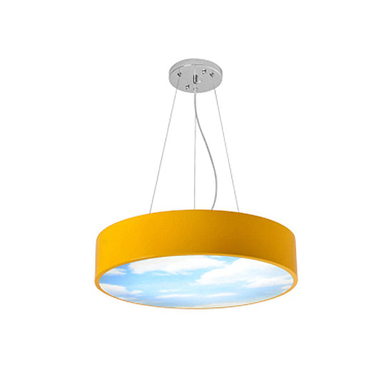 Bright Round Led Pendant Lamp With Colorful Acrylic Sky Design For Kindergarten