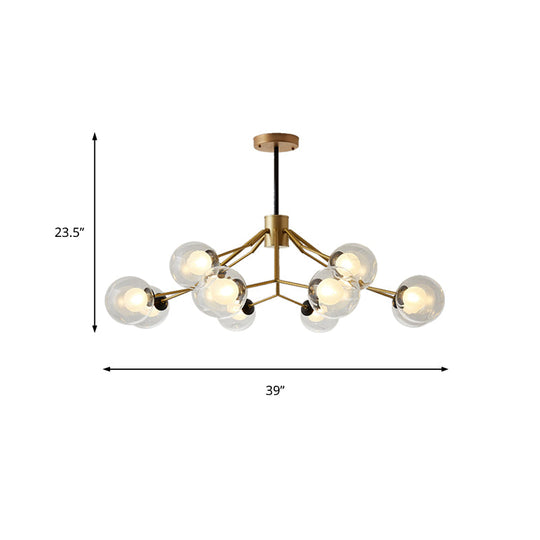 Modern Metal And Glass Chandelier - Study Room Modo Pendant Lighting (12 Lights)