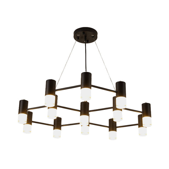 Julia - Black Modern Black Finish Hanging Light Honeycomb Metal Chandelier for Restaurant Cottage
