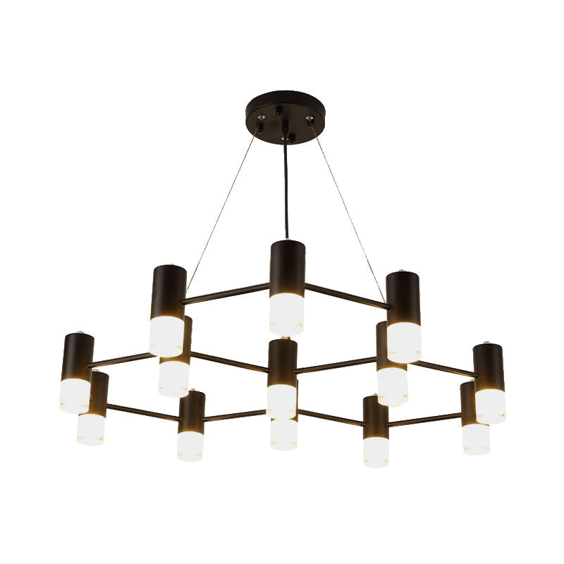 Black Metal Honeycomb Chandelier - Modern Hanging Light For Restaurant Or Cottage