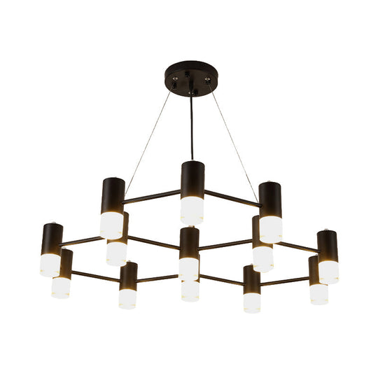 Black Metal Honeycomb Chandelier - Modern Hanging Light For Restaurant Or Cottage