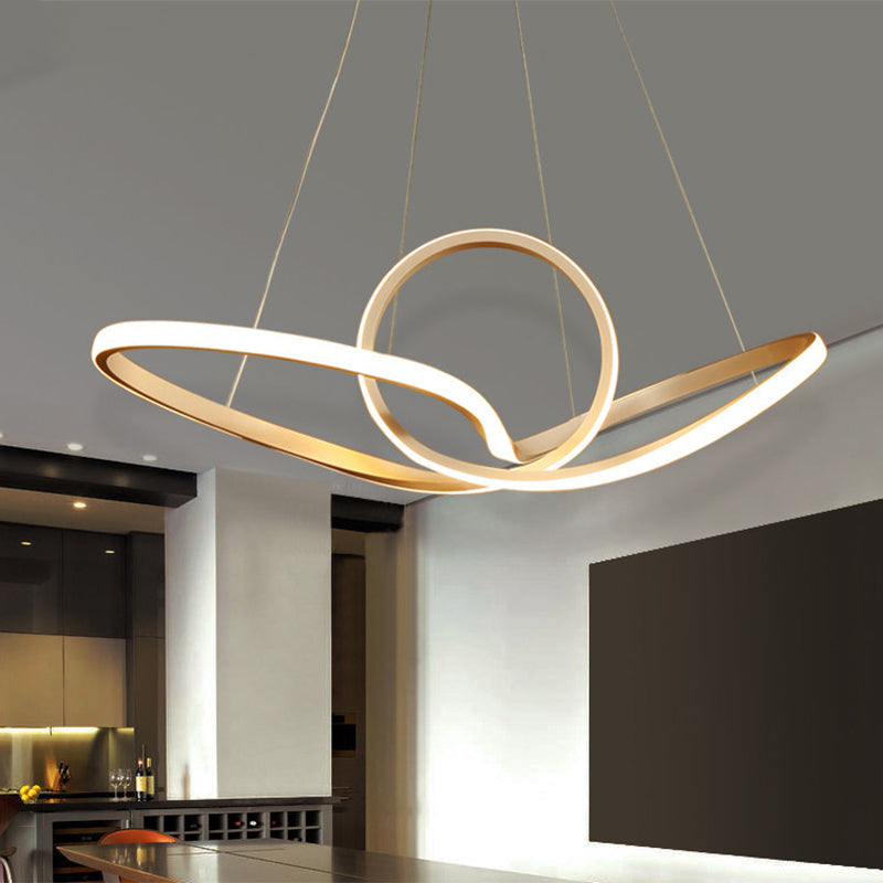 Modern LED Pendant Light - Minimalist Cycle Chandelier for Restaurant - Warm/White Light - Black/White