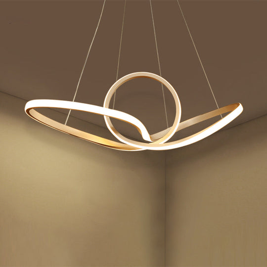 Modern LED Pendant Light - Minimalist Cycle Chandelier for Restaurant - Warm/White Light - Black/White