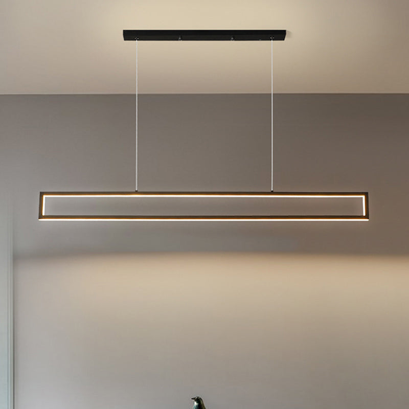 Oversized Led Island Pendant Light - Rectangular Aluminum Black Ceiling Lamp In Warm/White/Natural /