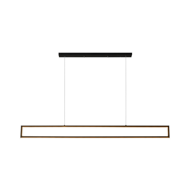 Oversized Led Island Pendant Light - Rectangular Aluminum Black Ceiling Lamp In Warm/White/Natural