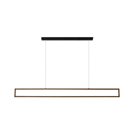 Oversized Led Island Pendant Light - Rectangular Aluminum Black Ceiling Lamp In Warm/White/Natural