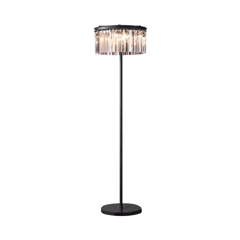Rustic 5-Bulb Crystal Block Floor Light In Black For Living Room