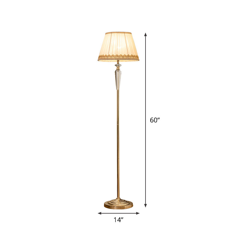 Golden Barrel Standing Floor Lamp With Crystal Accent - Traditional Living Room Lighting