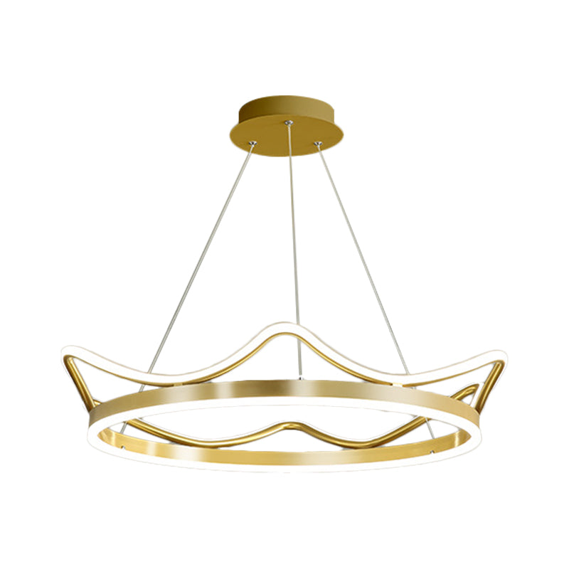 Modern Gold Crown Chandelier Led Pendant Light - 20.5/27.5 Dia Warm/White