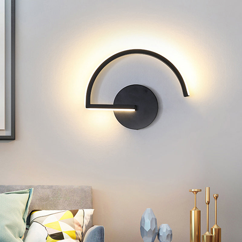 Minimalist Led Sconce In Warm/White Light For Hotels - Black Metal Wall Mounted Lamp / Warm A