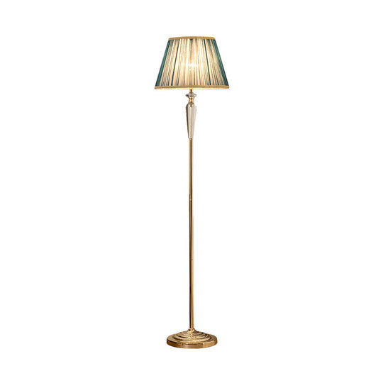 Minimal Beige/Light Purple/Royal Blue Fabric Floor Lamp With Crystal Accent - Ideal For Living Room