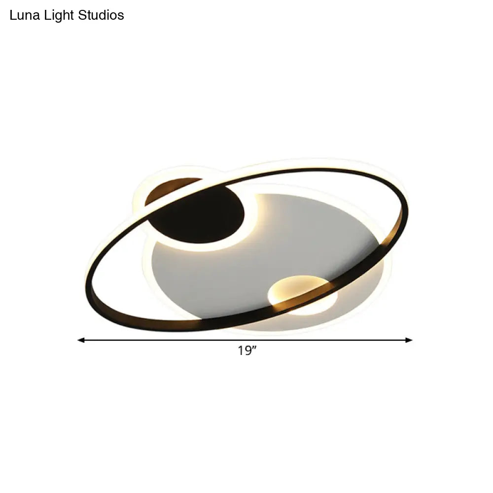 19’/21.5’ Planetary Orbit Semi Flush Led Ceiling Lighting In Black – Warm/White Light