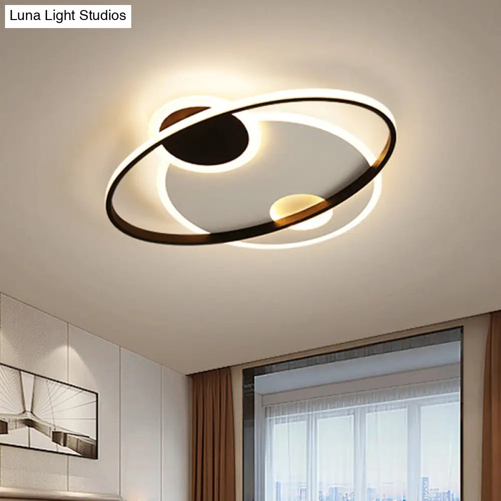 19’/21.5’ Planetary Orbit Semi Flush Led Ceiling Lighting In Black – Warm/White Light