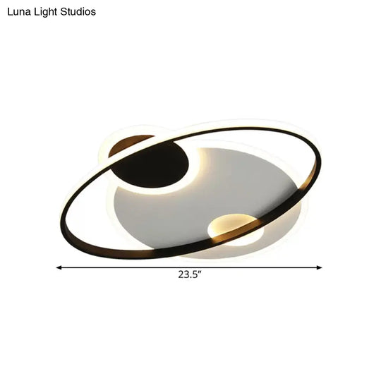 19’/21.5’ Planetary Orbit Semi Flush Led Ceiling Lighting In Black – Warm/White Light