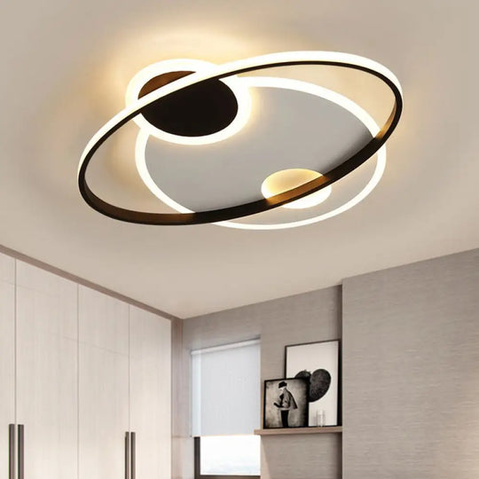 19’/21.5’ Planetary Orbit Semi Flush Led Ceiling Lighting In Black – Warm/White Light / 19’ Warm