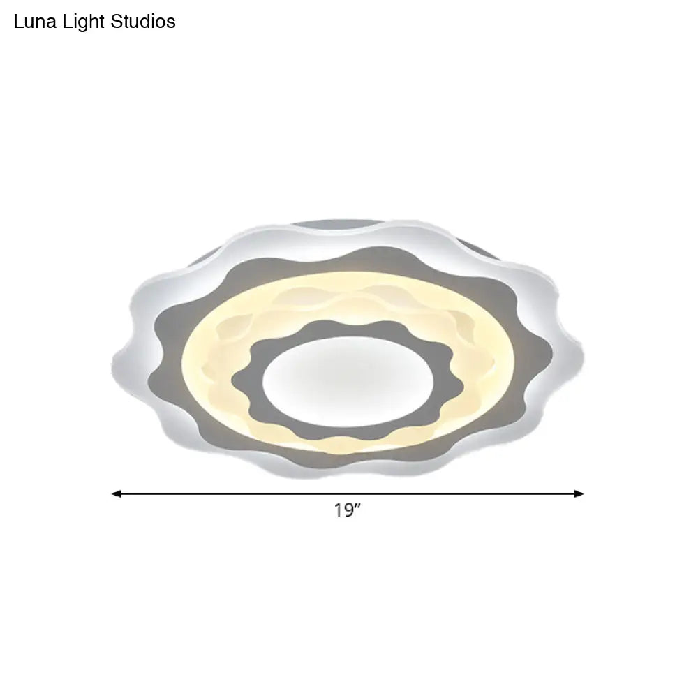 19/23.5 Acrylic Gear Led Flush Mount Ceiling Light - Simplicity White Fixture