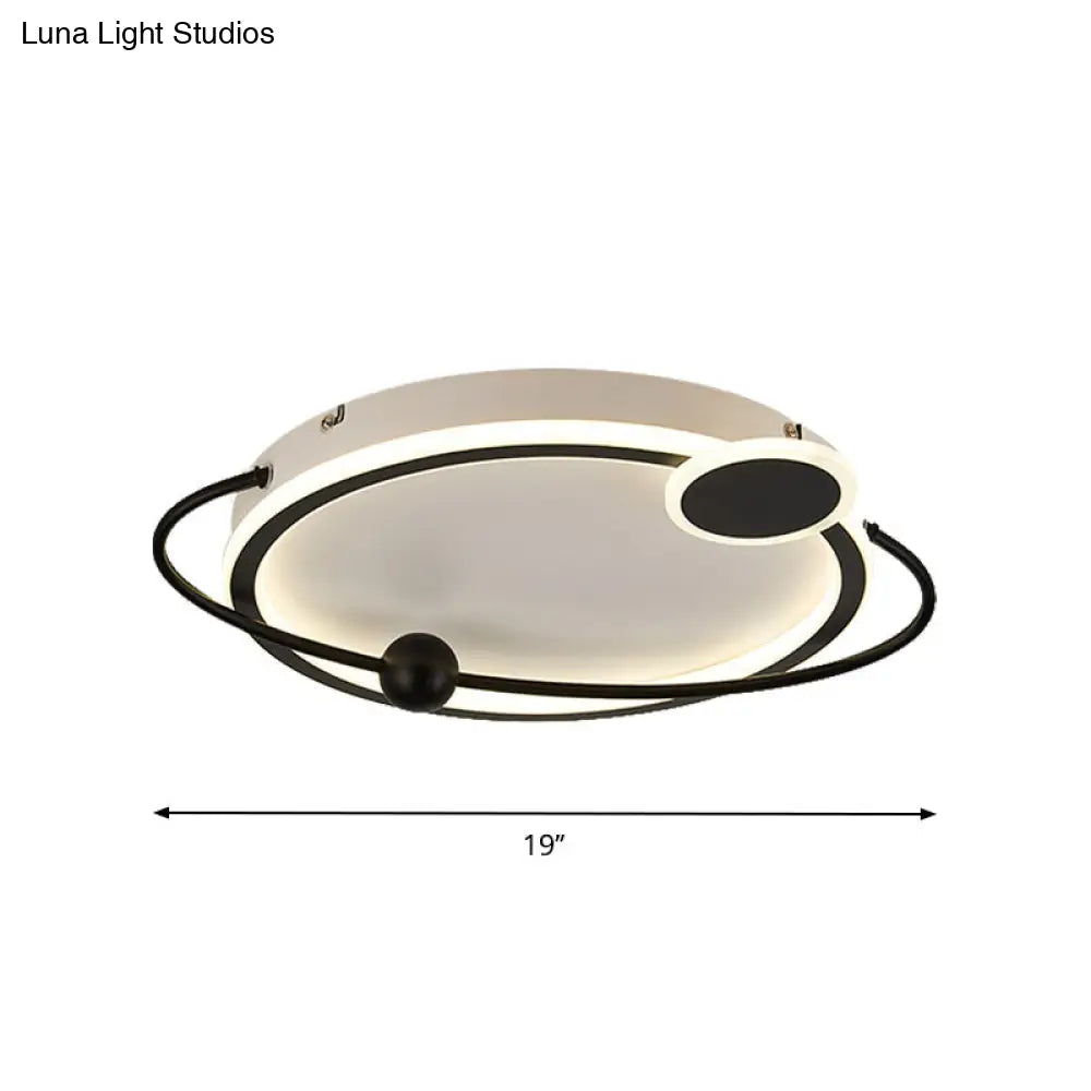 19/23.5 Modern Metallic Led Flush Mount Lamp In Black With Warm/White Light