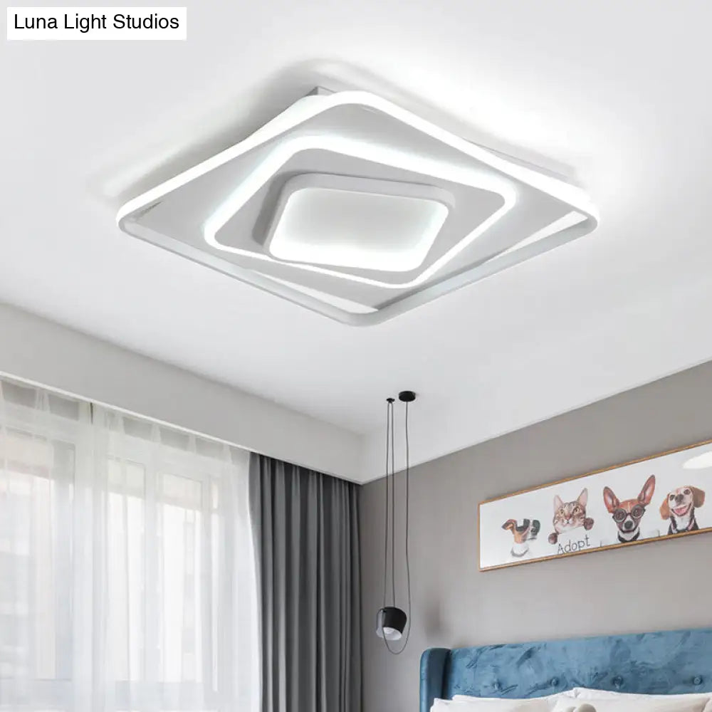 19/23 W Swirl Square Modern Acrylic Led Ceiling Lamp White Flush Light - Warm/White Remote Control