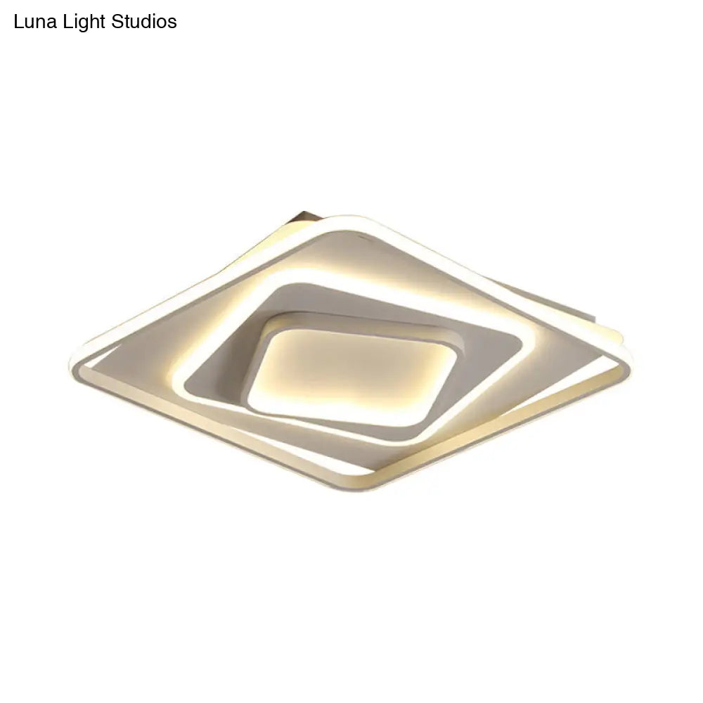 19/23 W Swirl Square Modern Acrylic Led Ceiling Lamp White Flush Light - Warm/White Remote Control