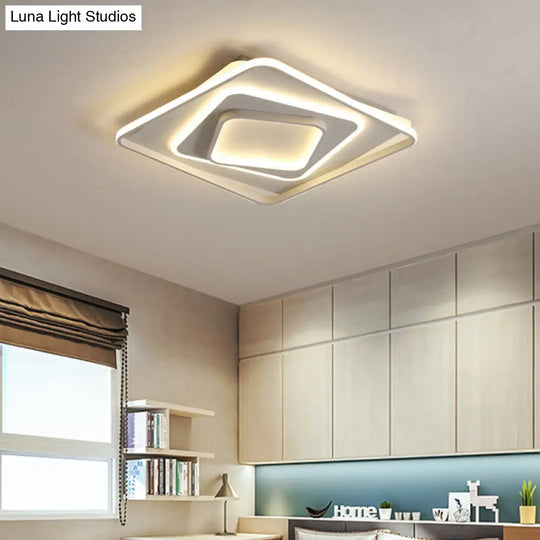 19’/23’ W Swirl Square Modern Acrylic Led Ceiling Lamp White Flush Light - Warm/White Remote