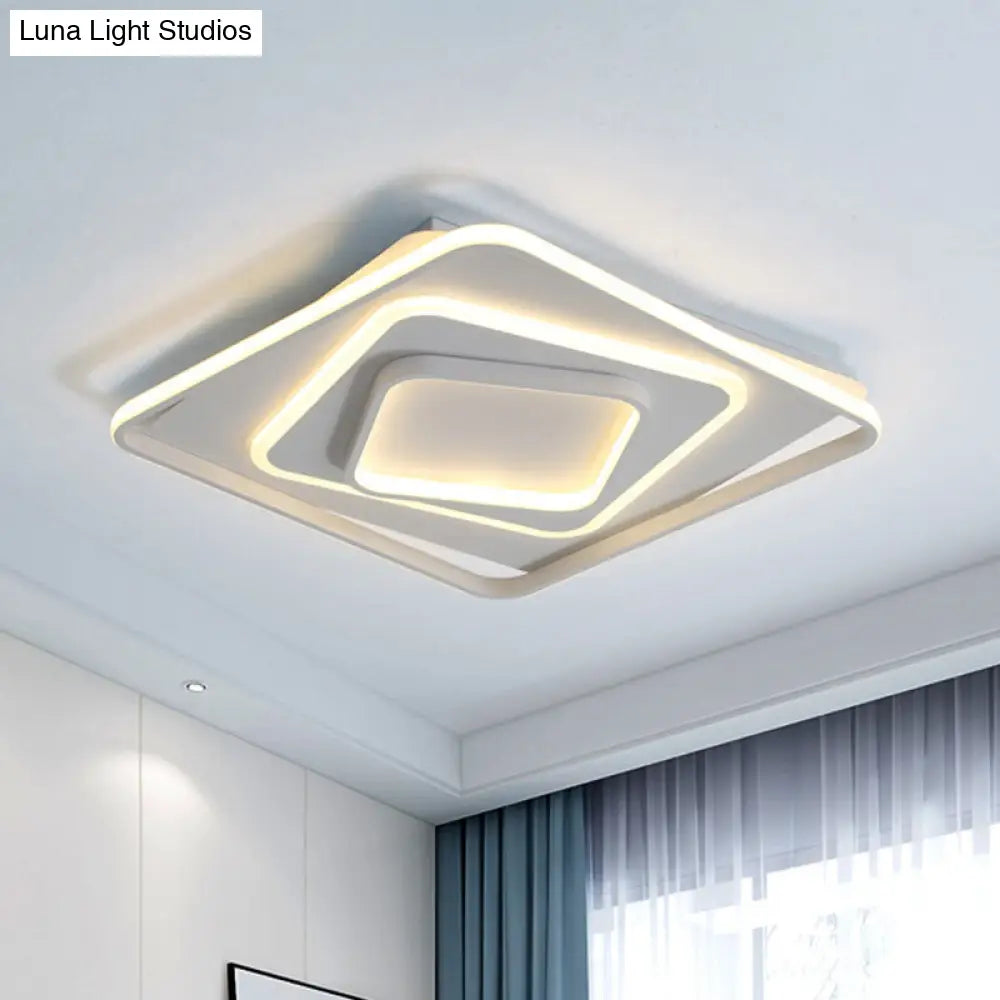 19/23 W Swirl Square Modern Acrylic Led Ceiling Lamp White Flush Light - Warm/White Remote Control