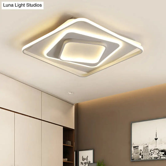 19/23 W Swirl Square Modern Acrylic Led Ceiling Lamp White Flush Light - Warm/White Remote Control