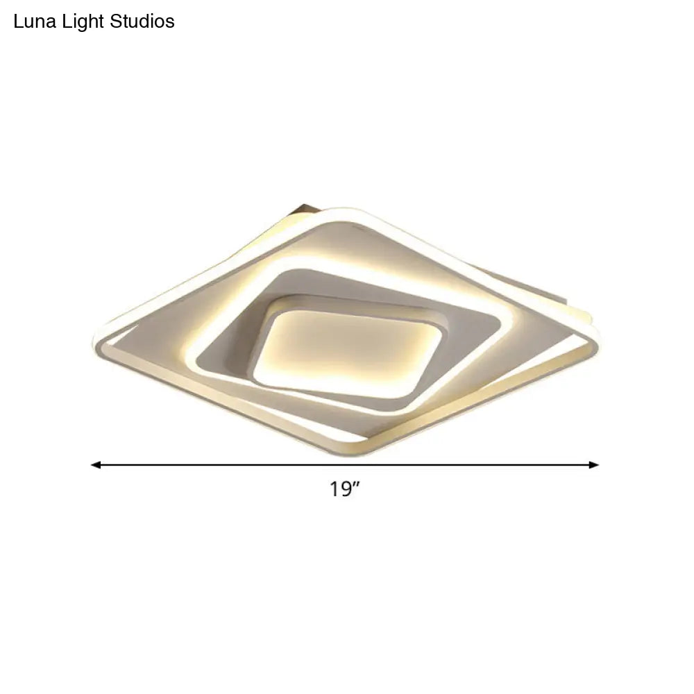 19/23 W Swirl Square Modern Acrylic Led Ceiling Lamp White Flush Light - Warm/White Remote Control