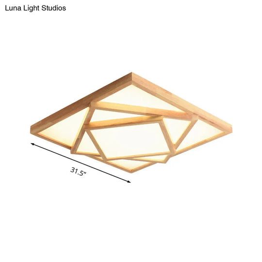 19/25/31.5 Wide Minimalist Wood Beige Led Ceiling Light In White/Warm/Natural - Flush Mount Lamp