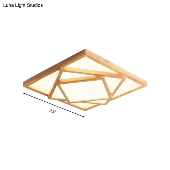 19’/25’/31.5’ Wide Minimalist Wood Beige Led Ceiling Light In White/Warm/Natural - Flush Mount Lamp