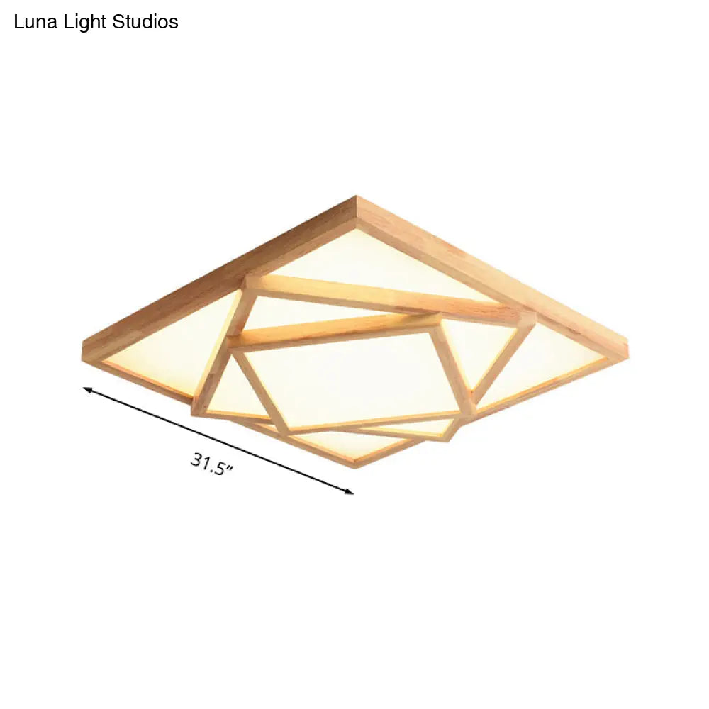 19’/25’/31.5’ Wide Minimalist Wood Beige Led Ceiling Light In White/Warm/Natural - Flush Mount Lamp