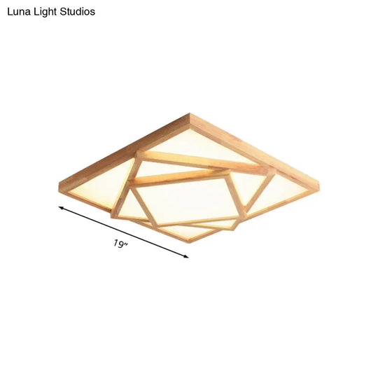 19/25/31.5 Wide Minimalist Wood Beige Led Ceiling Light In White/Warm/Natural - Flush Mount Lamp