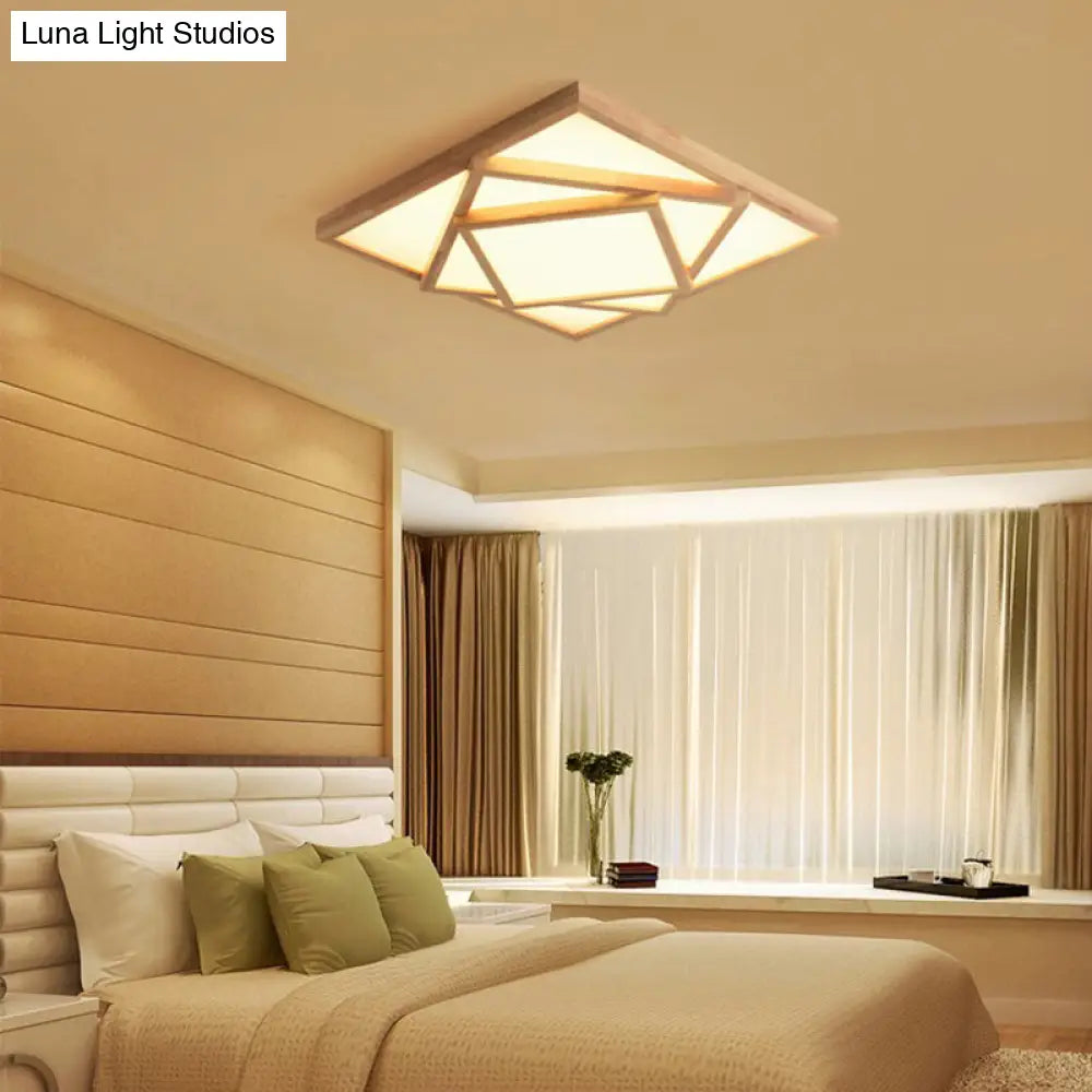 19/25/31.5 Wide Minimalist Wood Beige Led Ceiling Light In White/Warm/Natural - Flush Mount Lamp