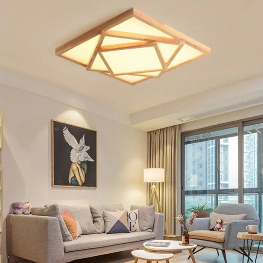 19’/25’/31.5’ Wide Minimalist Wood Beige Led Ceiling Light In White/Warm/Natural - Flush