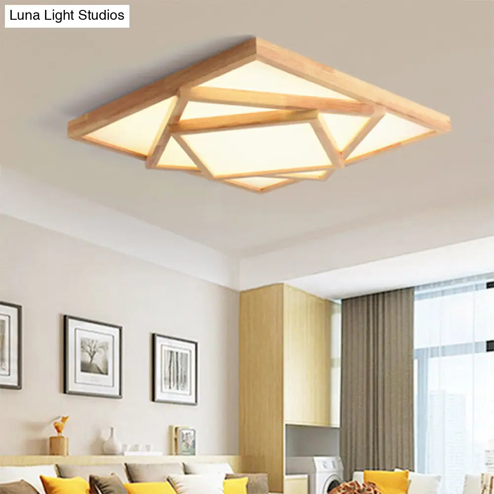 19’/25’/31.5’ Wide Minimalist Wood Beige Led Ceiling Light In White/Warm/Natural - Flush Mount Lamp