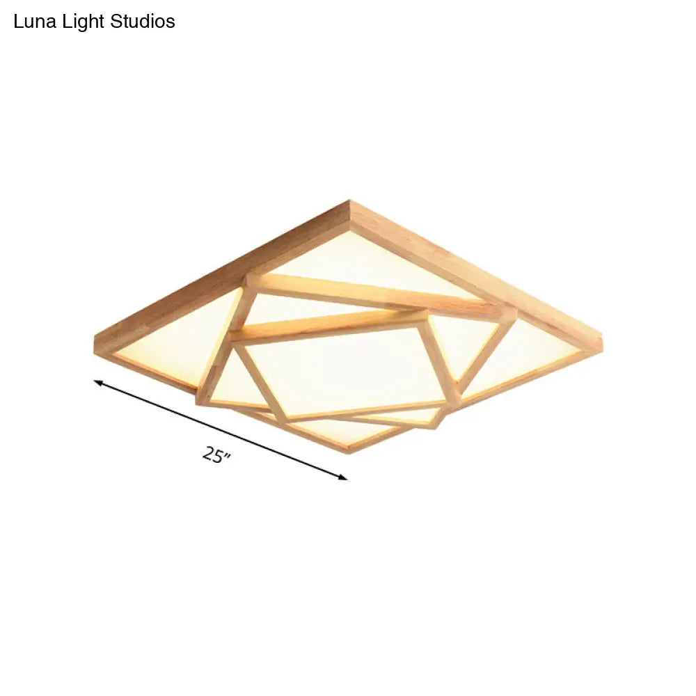 19/25/31.5 Wide Minimalist Wood Beige Led Ceiling Light In White/Warm/Natural - Flush Mount Lamp