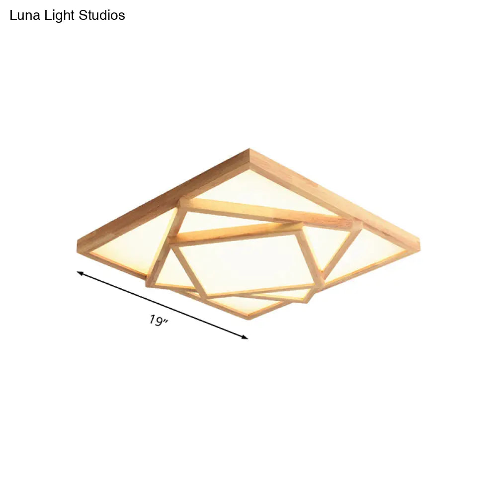 19’/25’/31.5’ Wide Minimalist Wood Beige Led Ceiling Light In White/Warm/Natural - Flush Mount Lamp