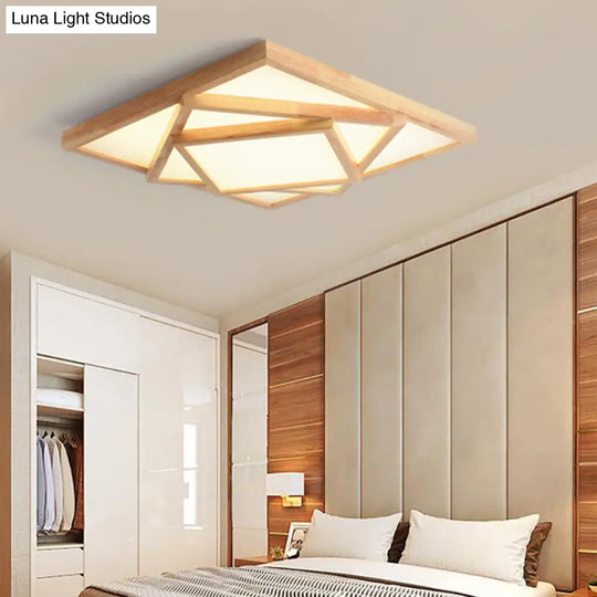 19/25/31.5 Wide Minimalist Wood Beige Led Ceiling Light In White/Warm/Natural - Flush Mount Lamp /