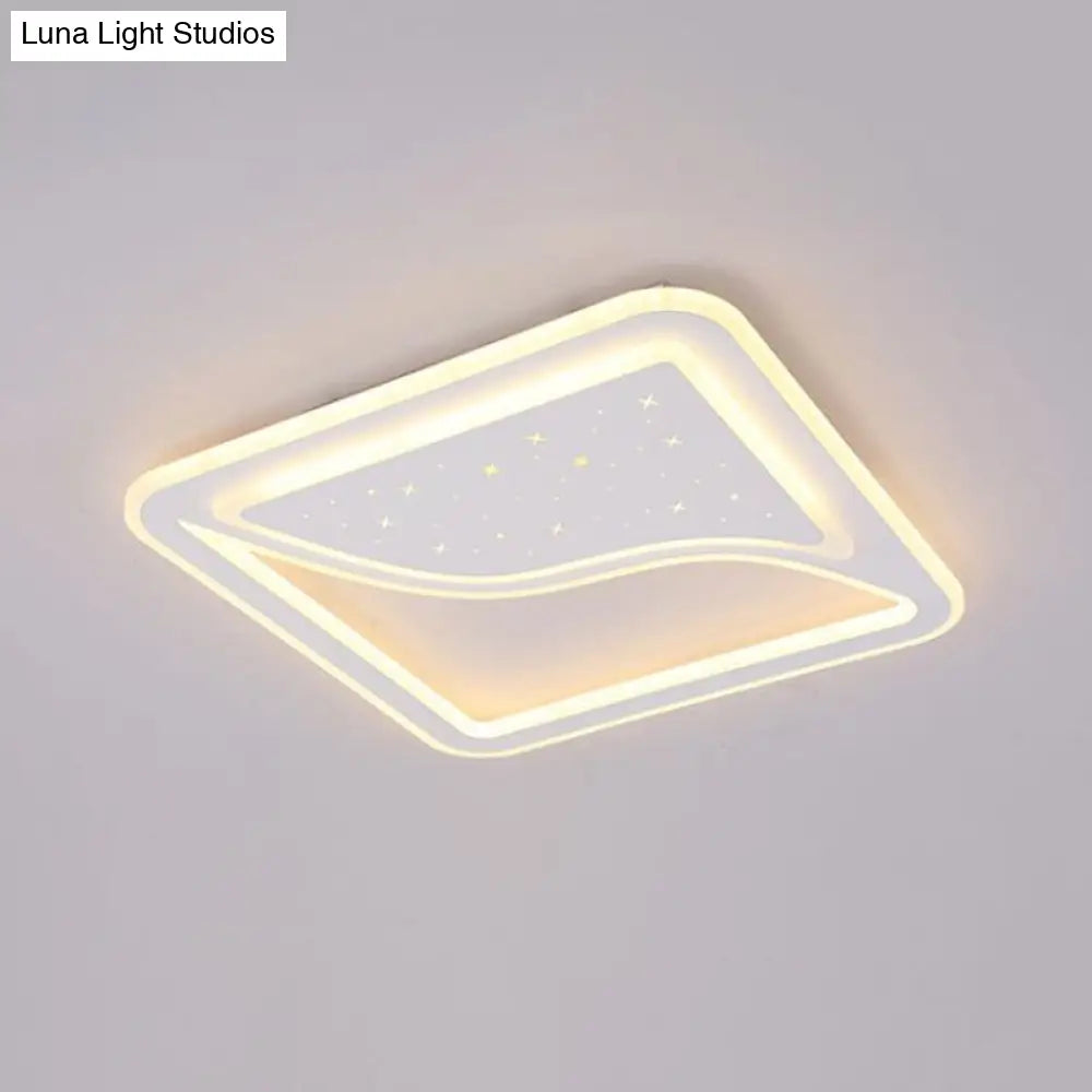 19/35.5 W Super Thin Flush Mount Light White Finish Led Indoor With Warm/White Lighting -