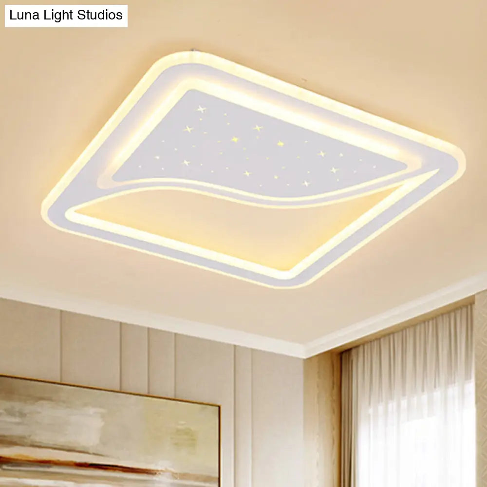 19/35.5 W Super Thin Flush Mount Light White Finish Led Indoor With Warm/White Lighting -