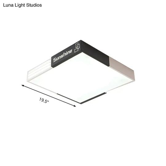 19.5’/23.5’ Modern Led Square Acrylic Ceiling Lighting In White For Living Room